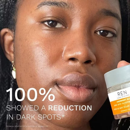 REN Clean Skincare Overnight Glow Dark Spot Sleeping Cream Reduce Hyperpigmentation Hydrating Brightening Facial Moisturiser Algae Complex with Glycogen 50ml