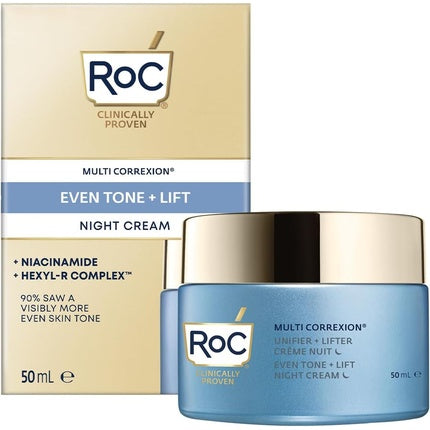 RoC Multi Correxion Even Tone + Lift Night Cream Anti-Wrinkle Aging Hydration Renewal Skincare Skin Tone Evening Cream with Hexyl-R Complex Technology 50ml