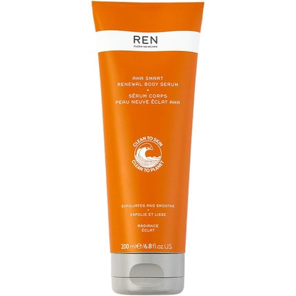 REN Clean Skincare AHA Smart Renewal Body Serum Exfoliating and Hydrating Skincare Serum 200ml