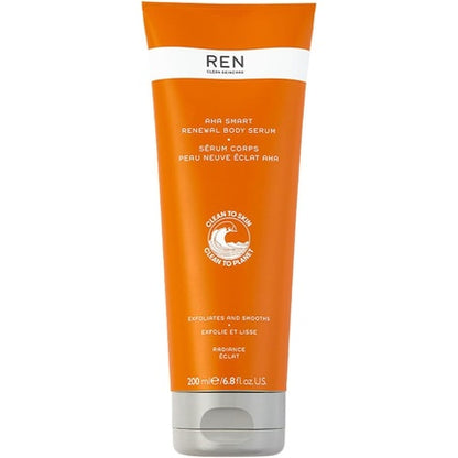 REN Clean Skincare AHA Smart Renewal Body Serum Exfoliating and Hydrating Skincare Serum 200ml